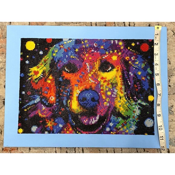 Dog Diamond Dots Wall Art Painting Lab Golden Retriever Canvas Colorful Rainbow - Picture 5 of 6